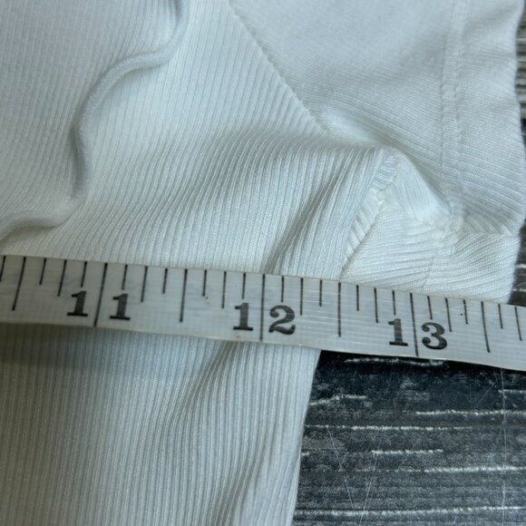 Wilfred Womens Top Size S White Danette Ruffle Stretchy Ribbed Cropped - Picture 5 of 6